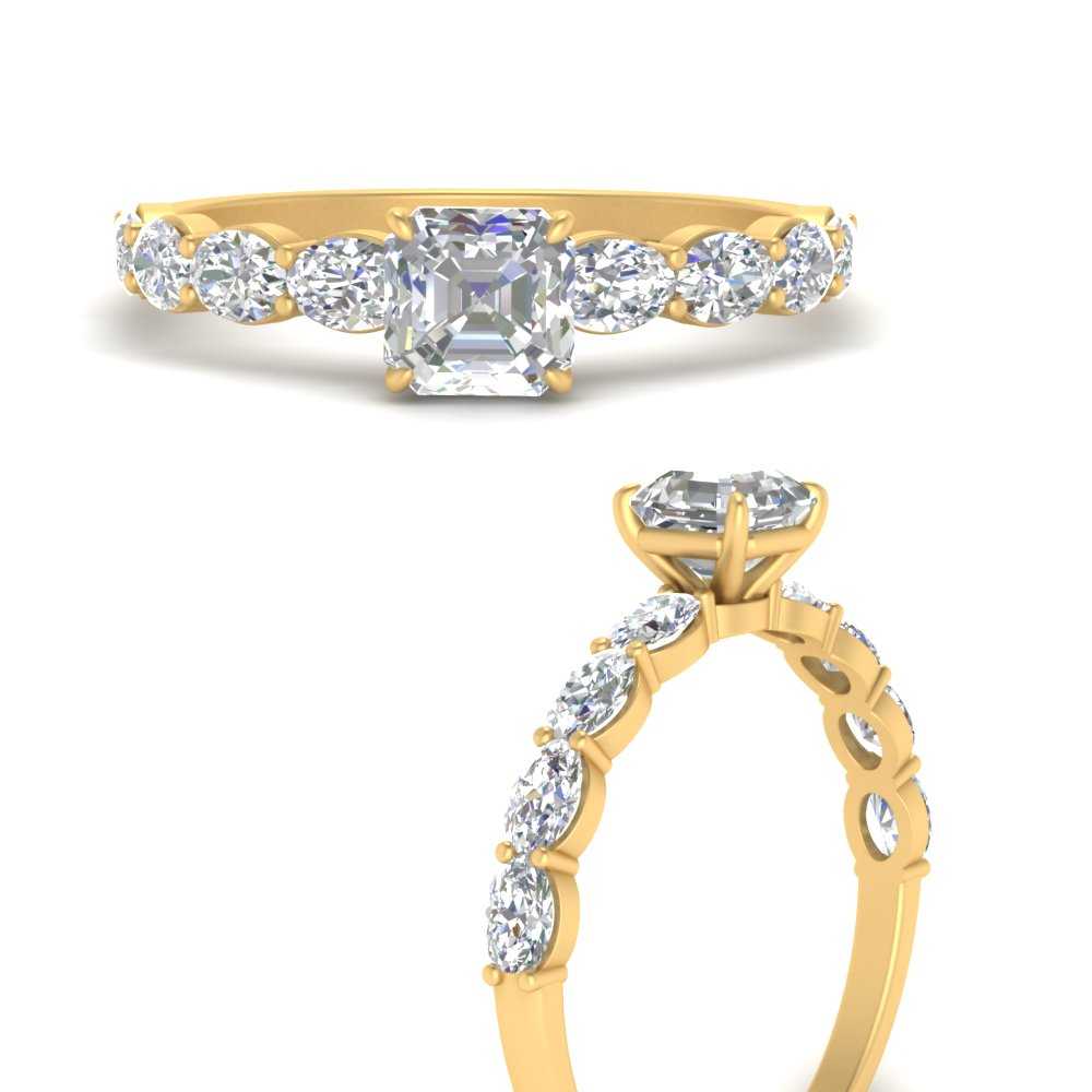 Oval Accented Asscher Cut Engagement Ring