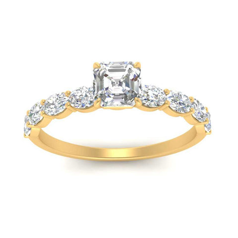 Oval Accented Asscher Cut Engagement Ring