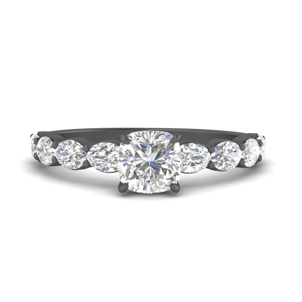 Oval Accented Cushion Cut Engagement Ring