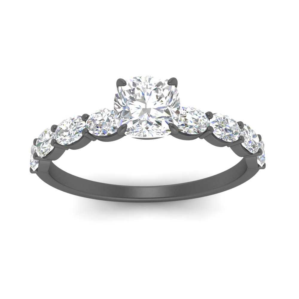 Oval Accented Cushion Cut Engagement Ring