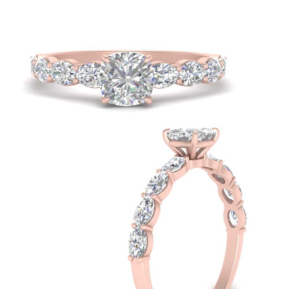 Oval Accented Cushion Cut Engagement Ring