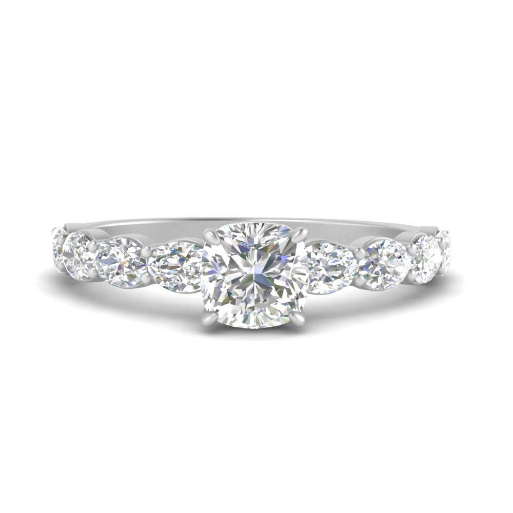 Oval Accented Cushion Cut Engagement Ring