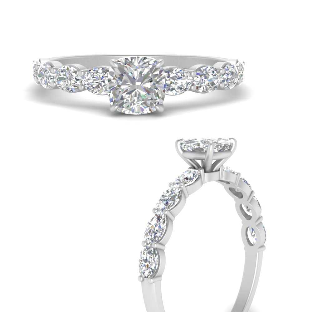 Oval Accented Cushion Cut Engagement Ring