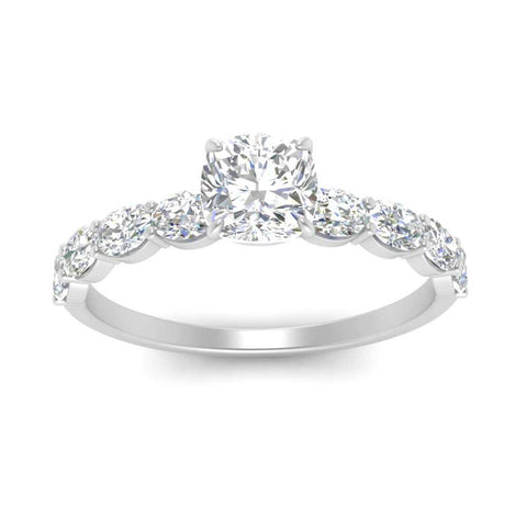 Oval Accented Cushion Cut Engagement Ring