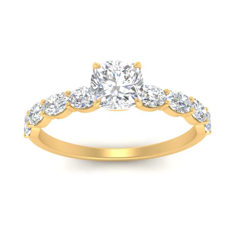 Oval Accented Cushion Cut Engagement Ring