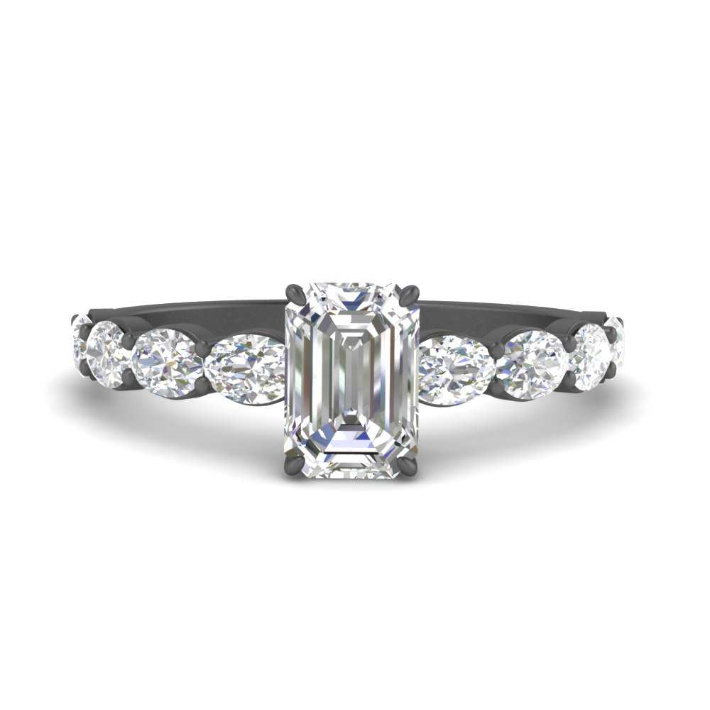 Oval Accented Emerald Cut Engagement Ring