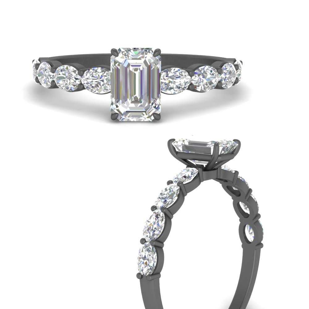 Oval Accented Emerald Cut Engagement Ring