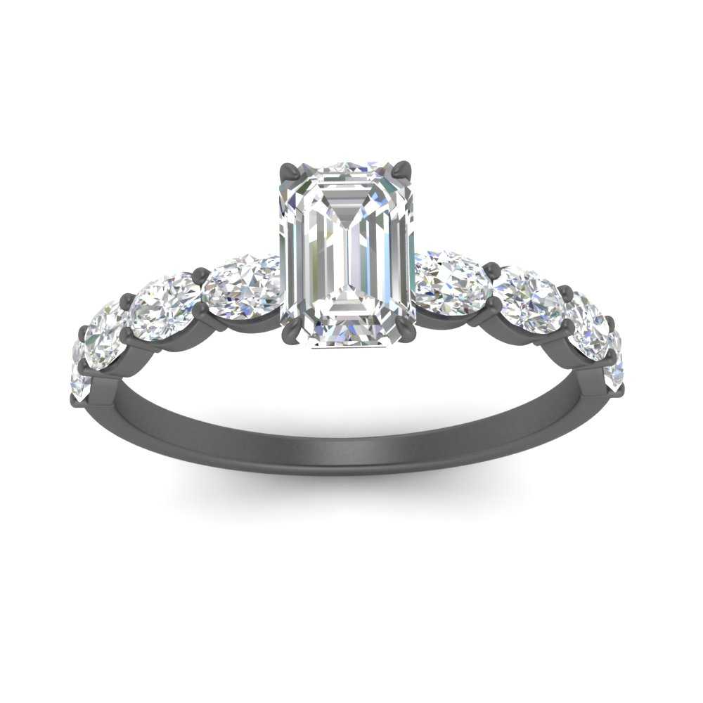 Oval Accented Emerald Cut Engagement Ring