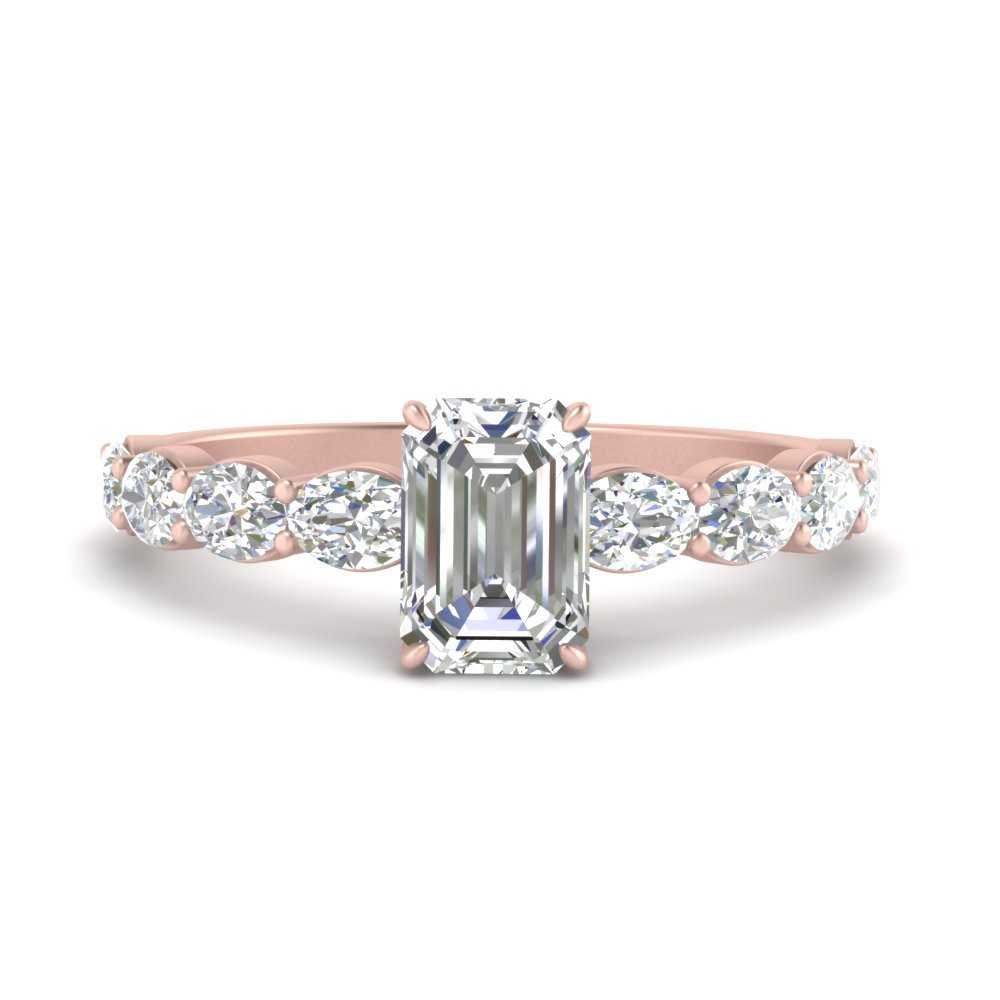 Oval Accented Emerald Cut Engagement Ring