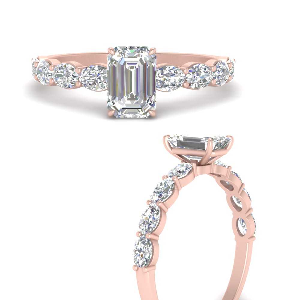 Oval Accented Emerald Cut Engagement Ring