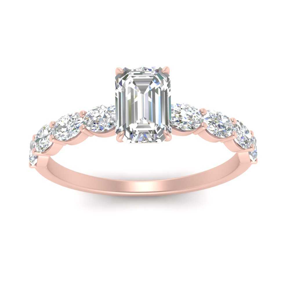 Oval Accented Emerald Cut Engagement Ring