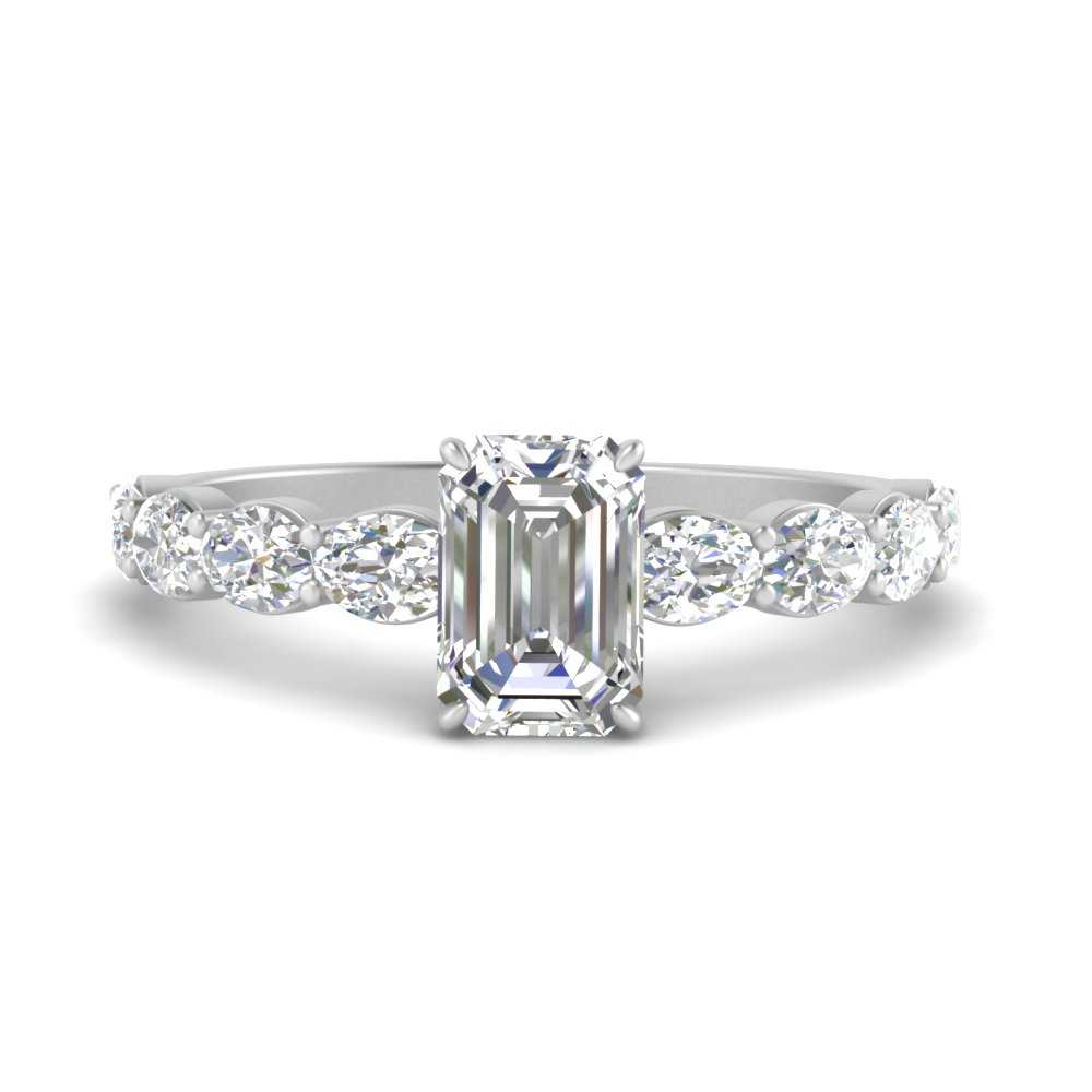 Oval Accented Emerald Cut Engagement Ring
