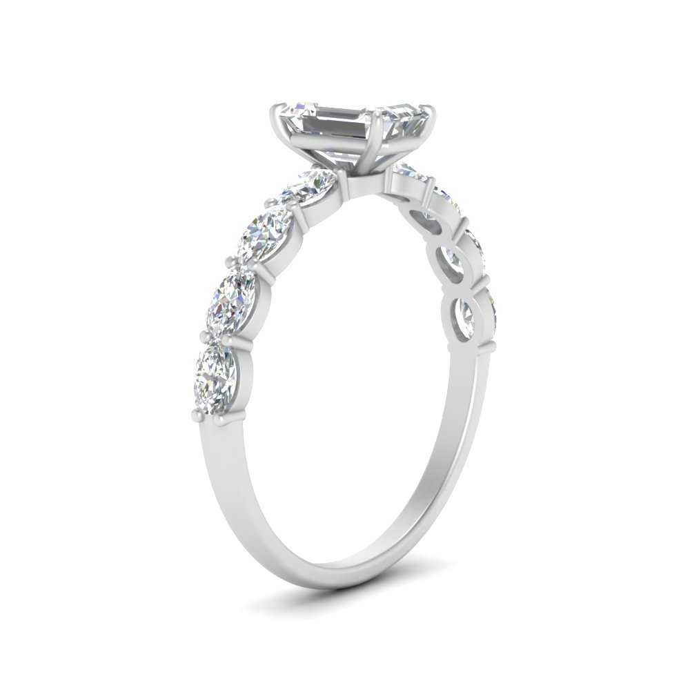 Oval Accented Emerald Cut Engagement Ring