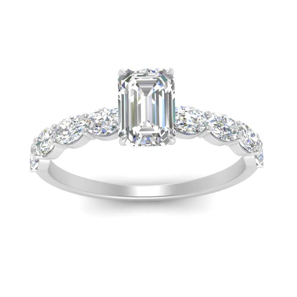 Oval Accented Emerald Cut Engagement Ring