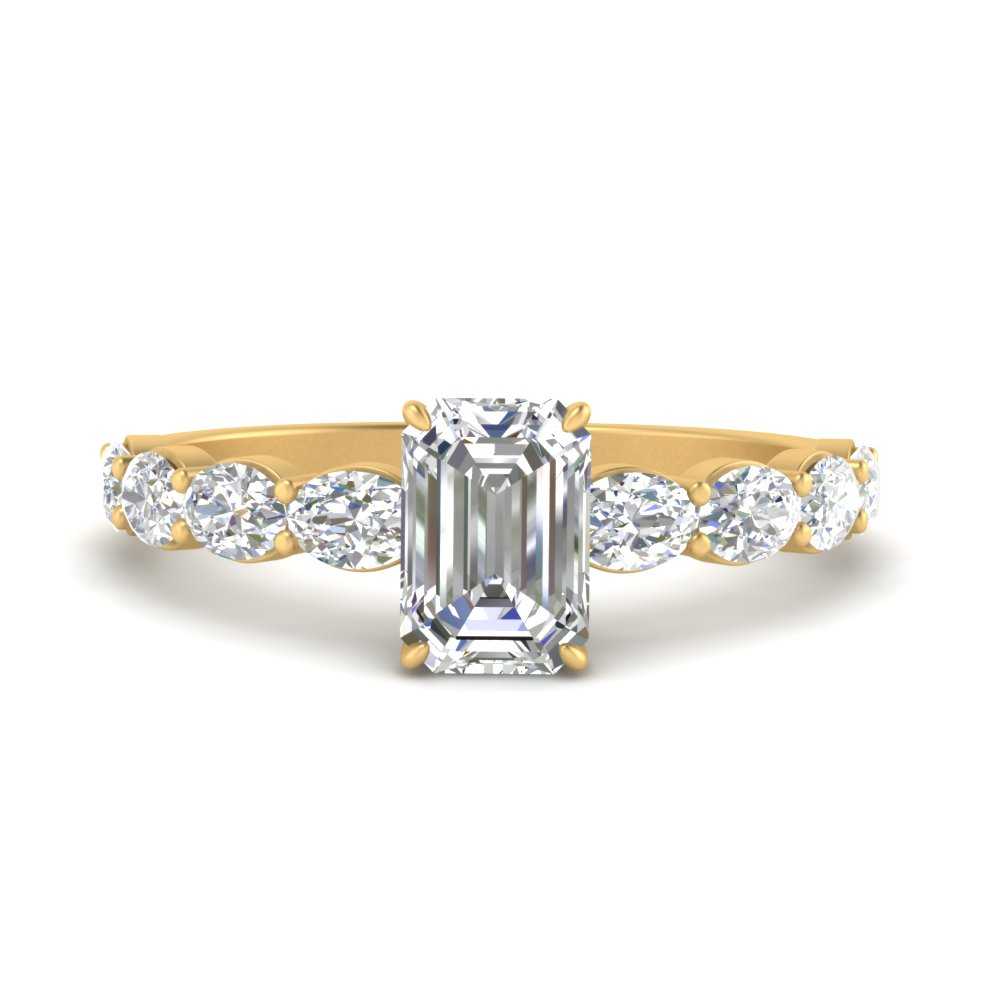 Oval Accented Emerald Cut Engagement Ring