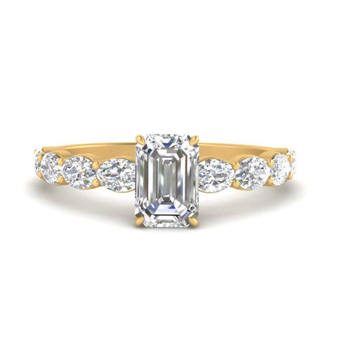 Oval Accented Emerald Cut Engagement Ring
