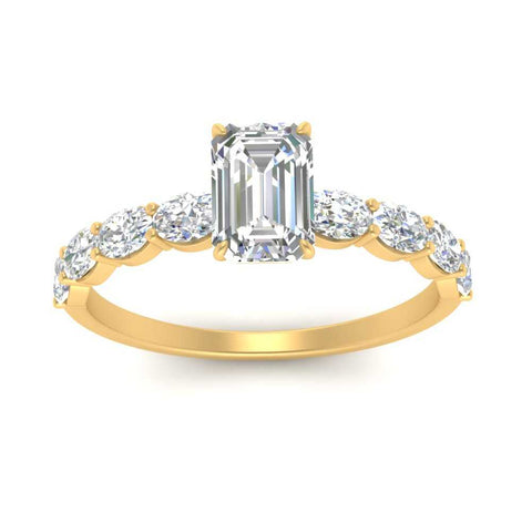 Oval Accented Emerald Cut Engagement Ring