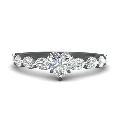 Oval Accented Heart Shaped Engagement Ring