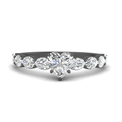 Oval Accented Heart Shaped Engagement Ring