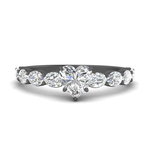 Oval Accented Heart Shaped Engagement Ring