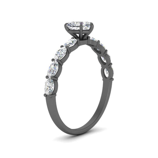 Oval Accented Heart Shaped Engagement Ring
