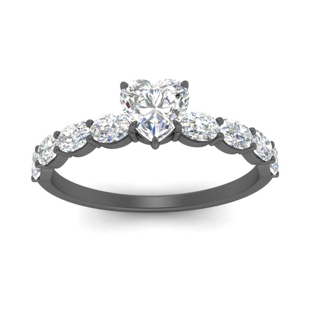 Oval Accented Heart Shaped Engagement Ring