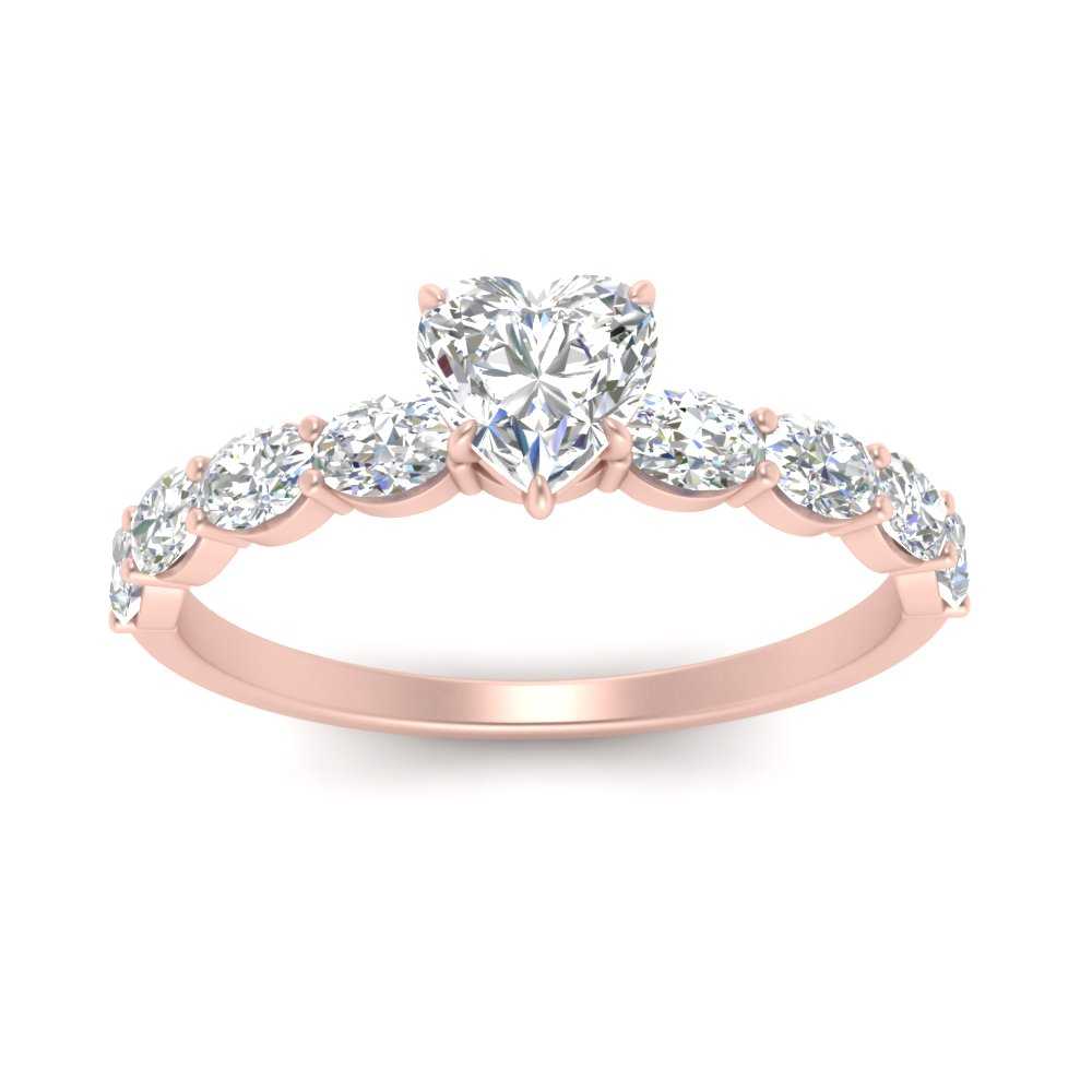 Oval Accented Heart Shaped Engagement Ring