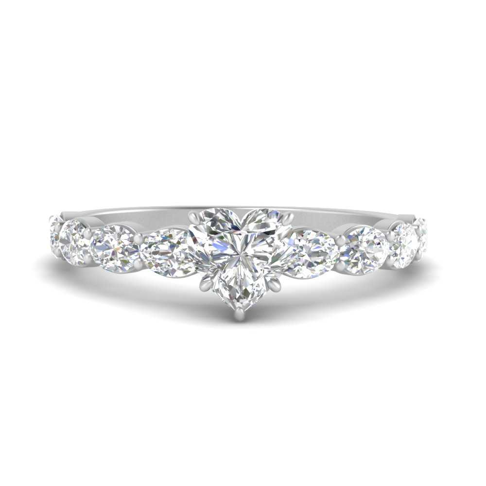 Oval Accented Heart Shaped Engagement Ring