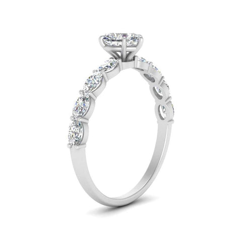 Oval Accented Heart Shaped Engagement Ring