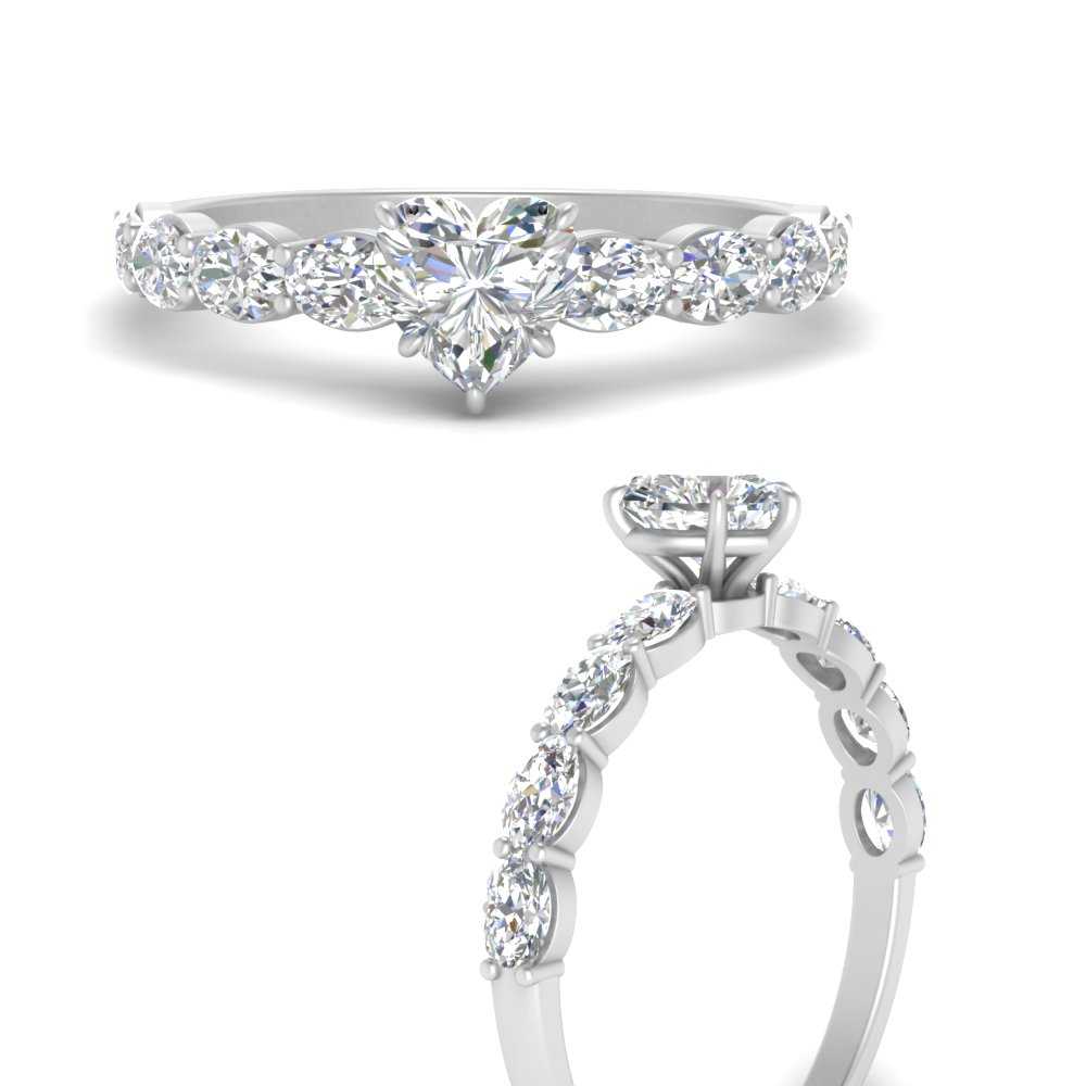 Oval Accented Heart Shaped Engagement Ring