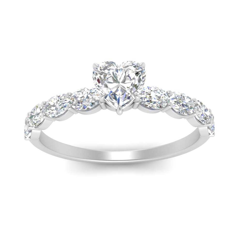 Oval Accented Heart Shaped Engagement Ring