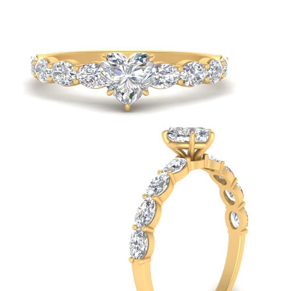 Oval Accented Heart Shaped Engagement Ring