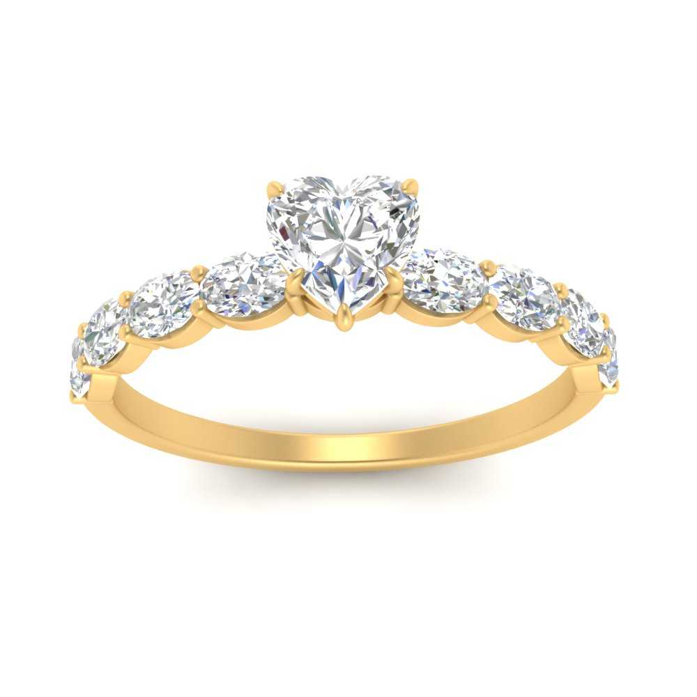 Oval Accented Heart Shaped Engagement Ring