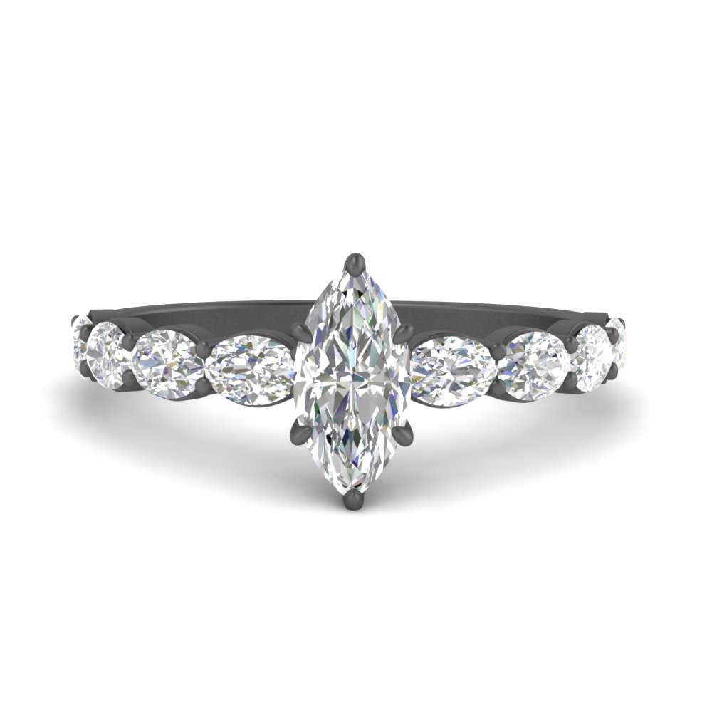 Oval Accented Marquise Shaped Engagement Ring