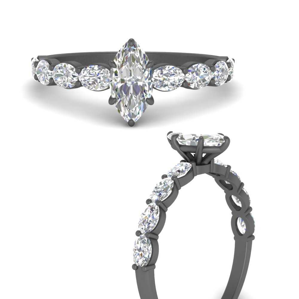 Oval Accented Marquise Shaped Engagement Ring