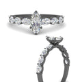 Thumbnail 16 - Oval Accented Marquise Shaped Engagement Ring