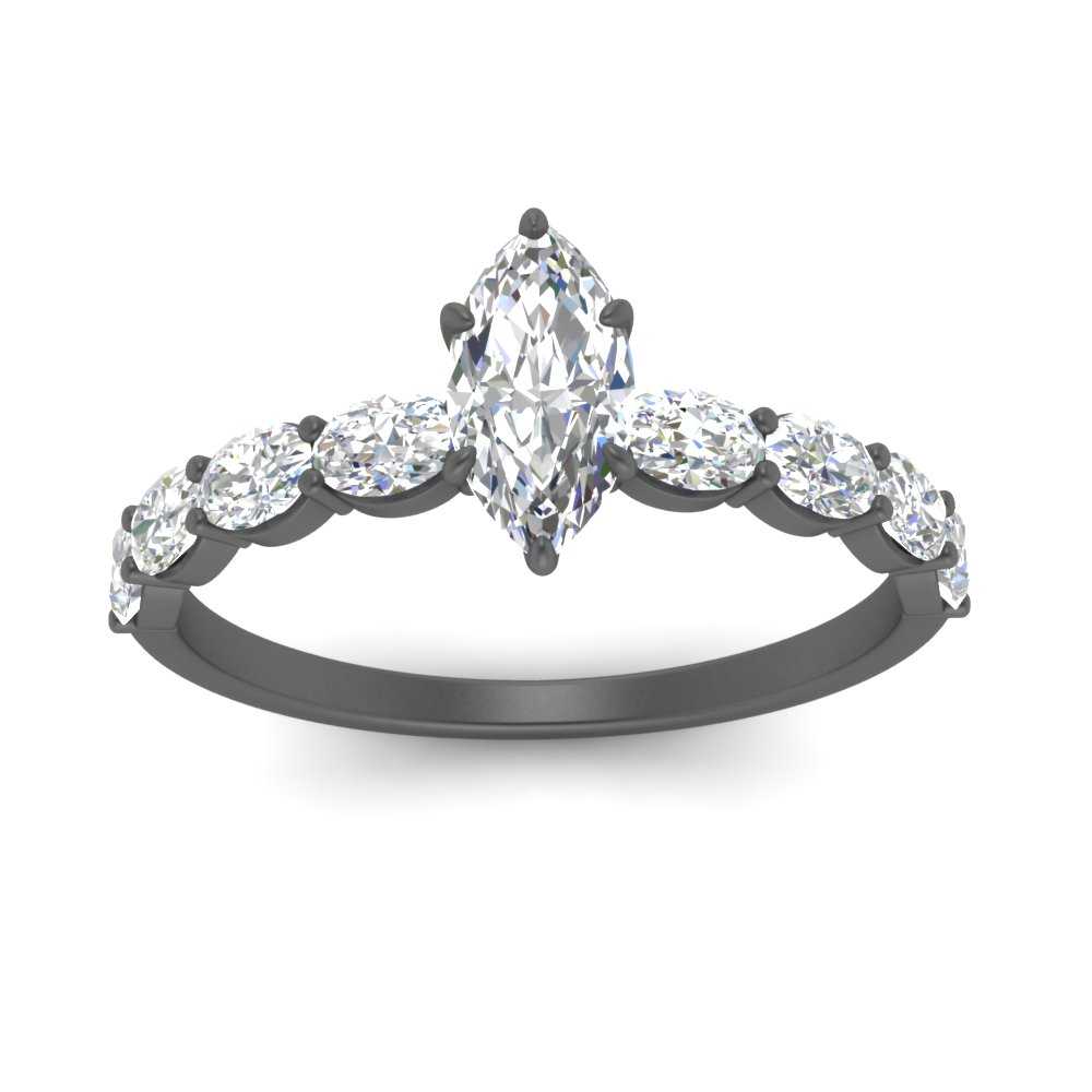 Oval Accented Marquise Shaped Engagement Ring