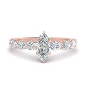 Oval Accented Marquise Shaped Engagement Ring