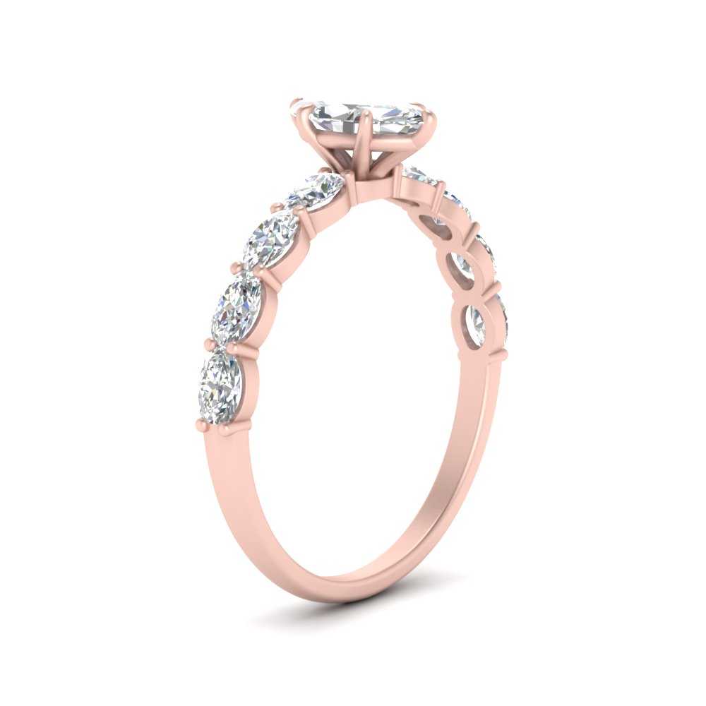 Oval Accented Marquise Shaped Engagement Ring