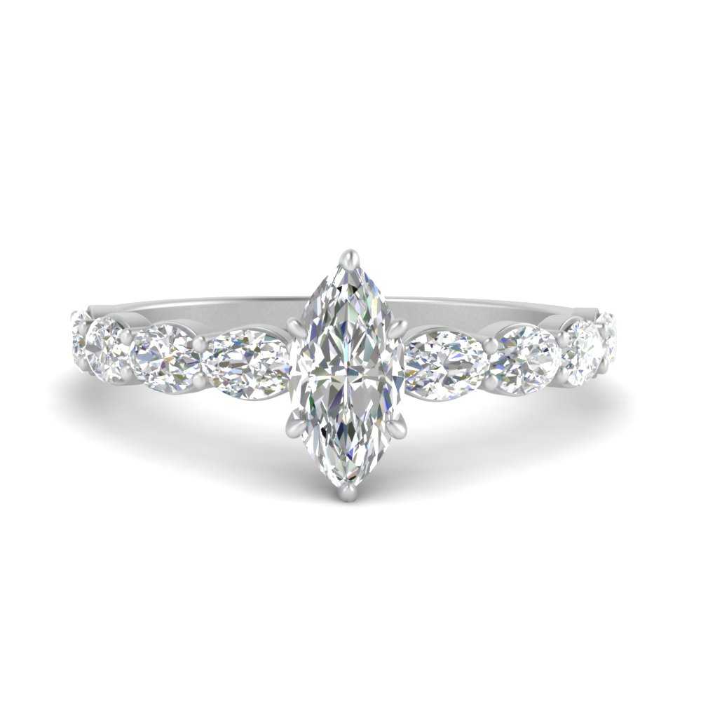 Oval Accented Marquise Shaped Engagement Ring