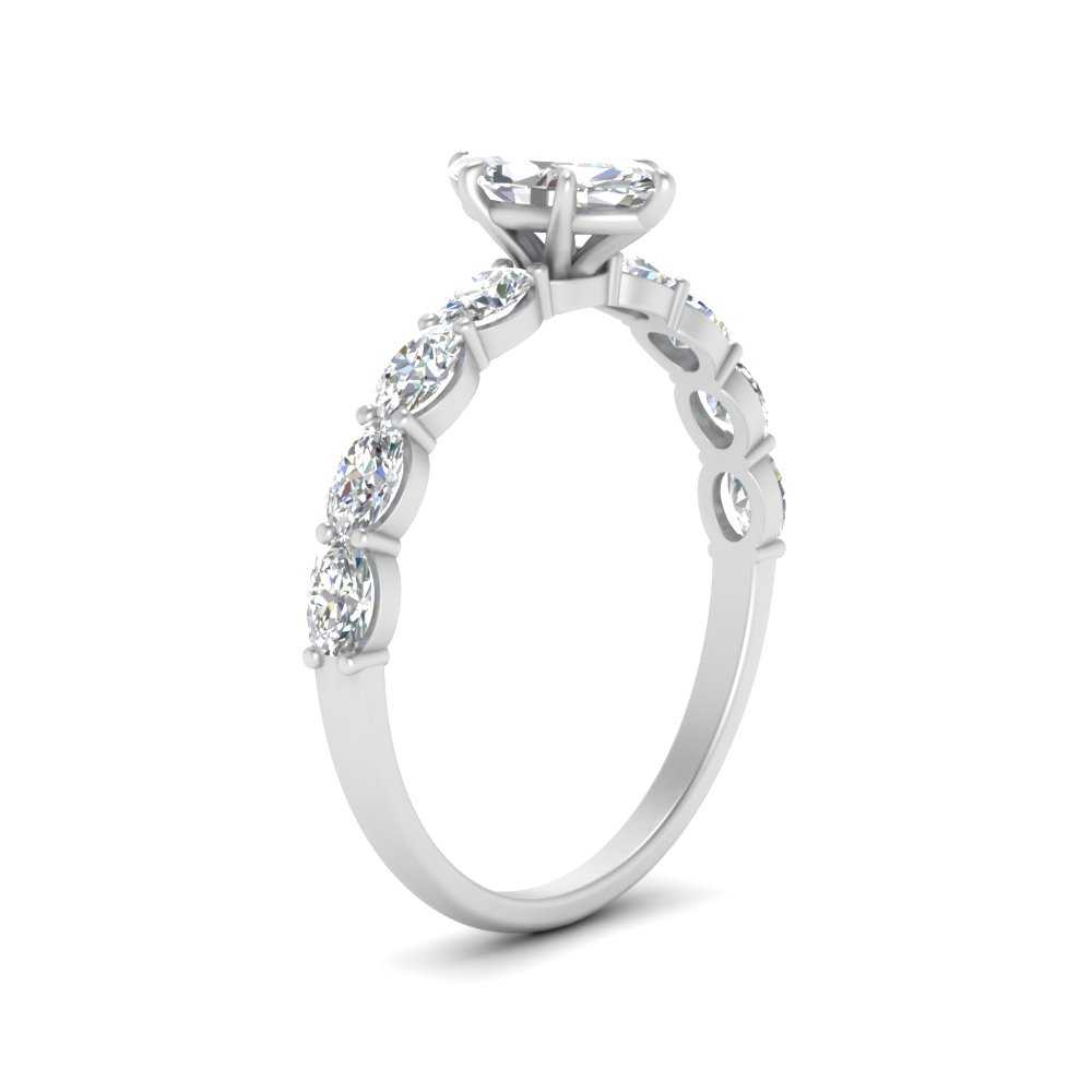 Oval Accented Marquise Shaped Engagement Ring