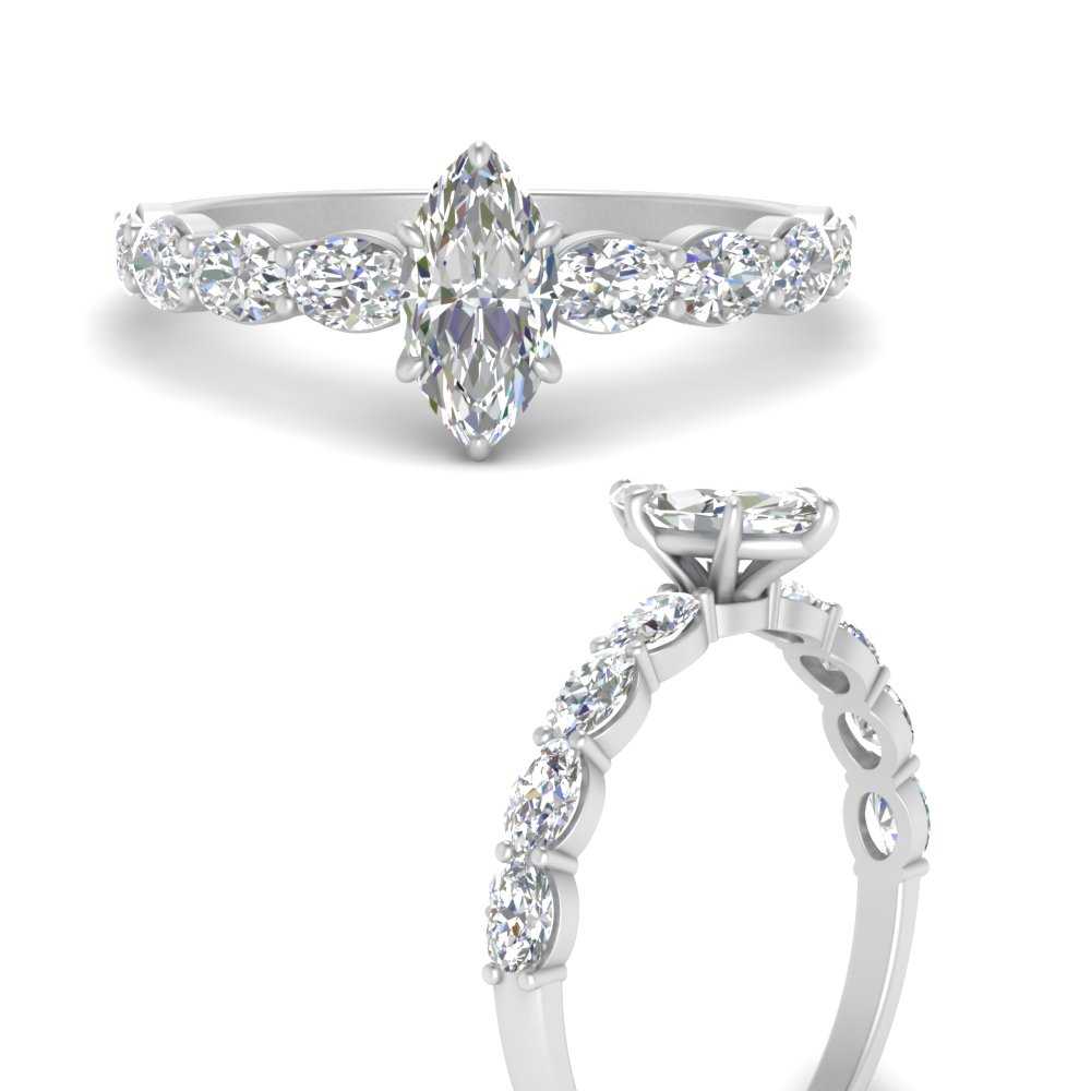 Oval Accented Marquise Shaped Engagement Ring