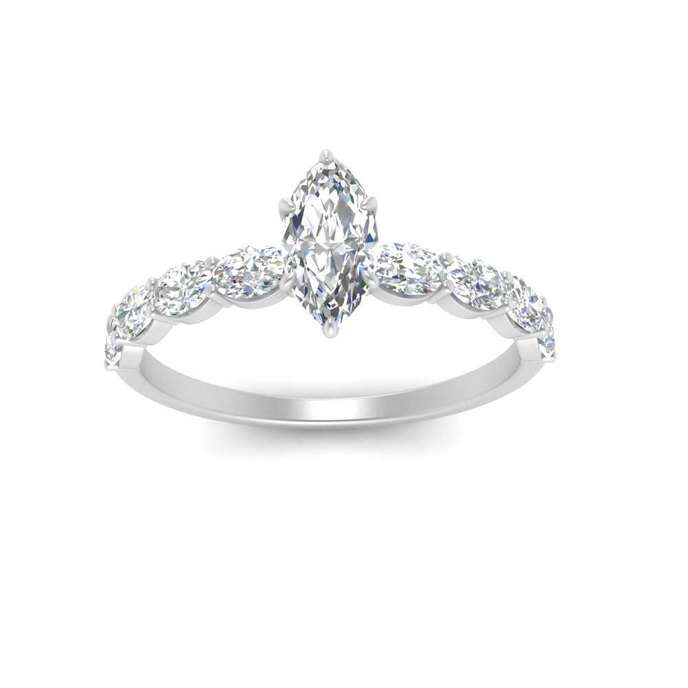 Oval Accented Marquise Shaped Engagement Ring