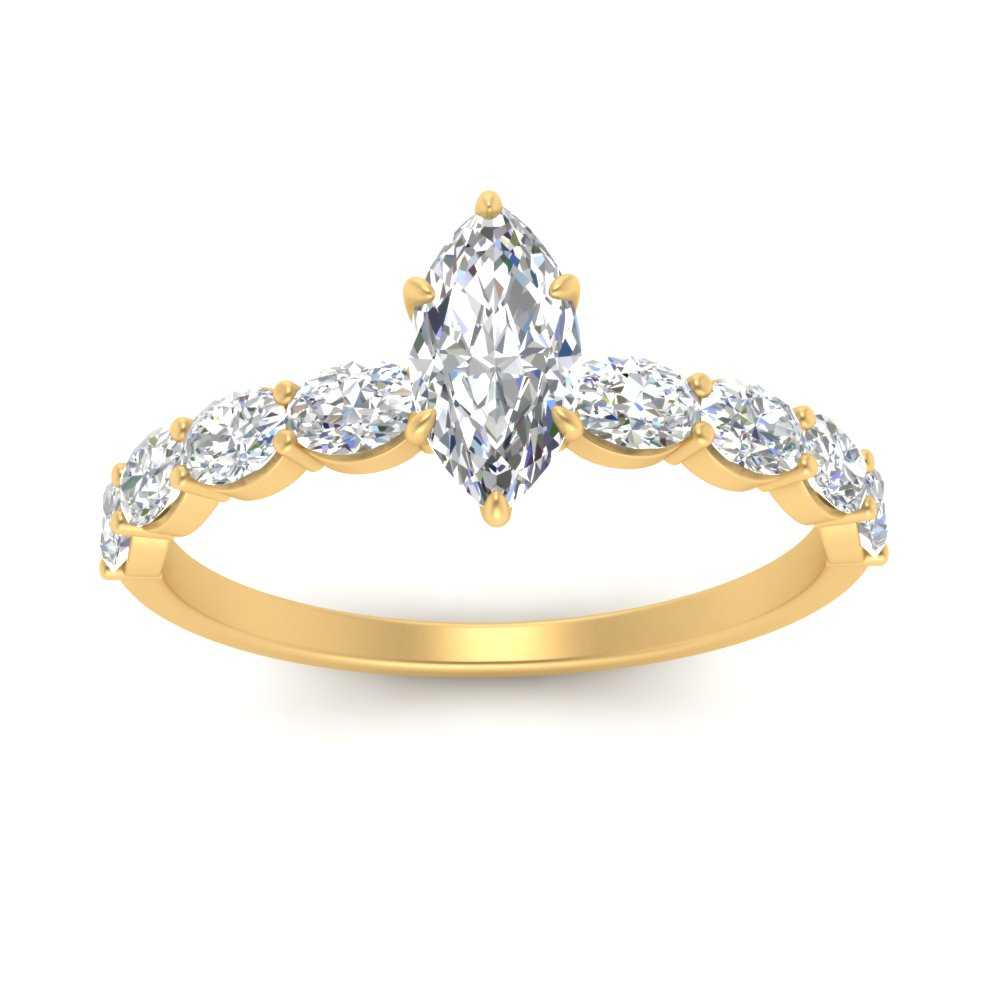 Oval Accented Marquise Shaped Engagement Ring