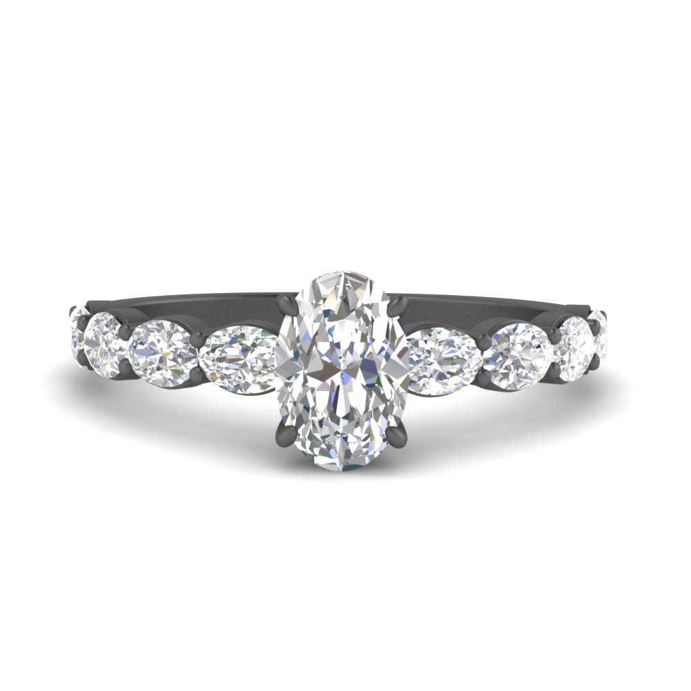 Oval Shaped Accented Diamond Engagement Ring