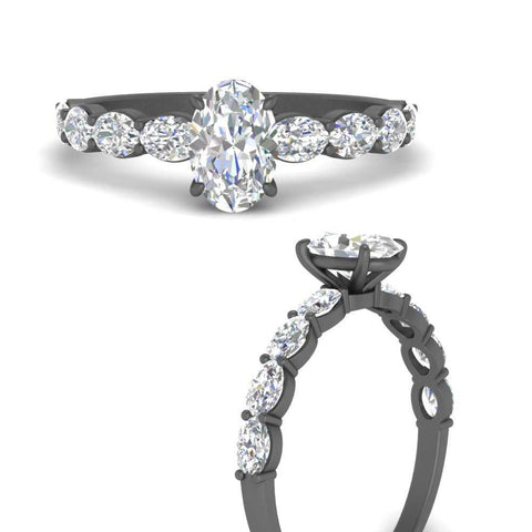 Oval Shaped Accented Diamond Engagement Ring