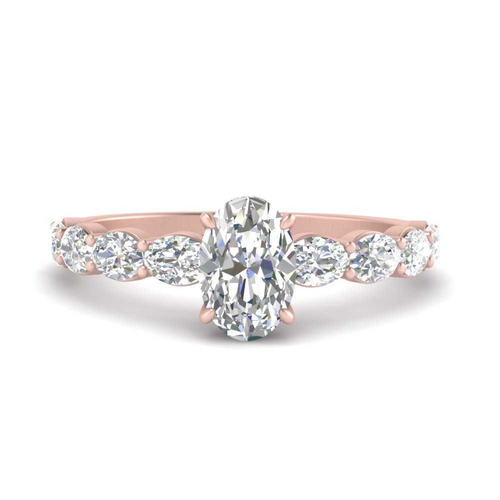 Oval Shaped Accented Diamond Engagement Ring