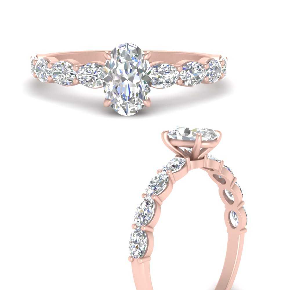 Oval Shaped Accented Diamond Engagement Ring