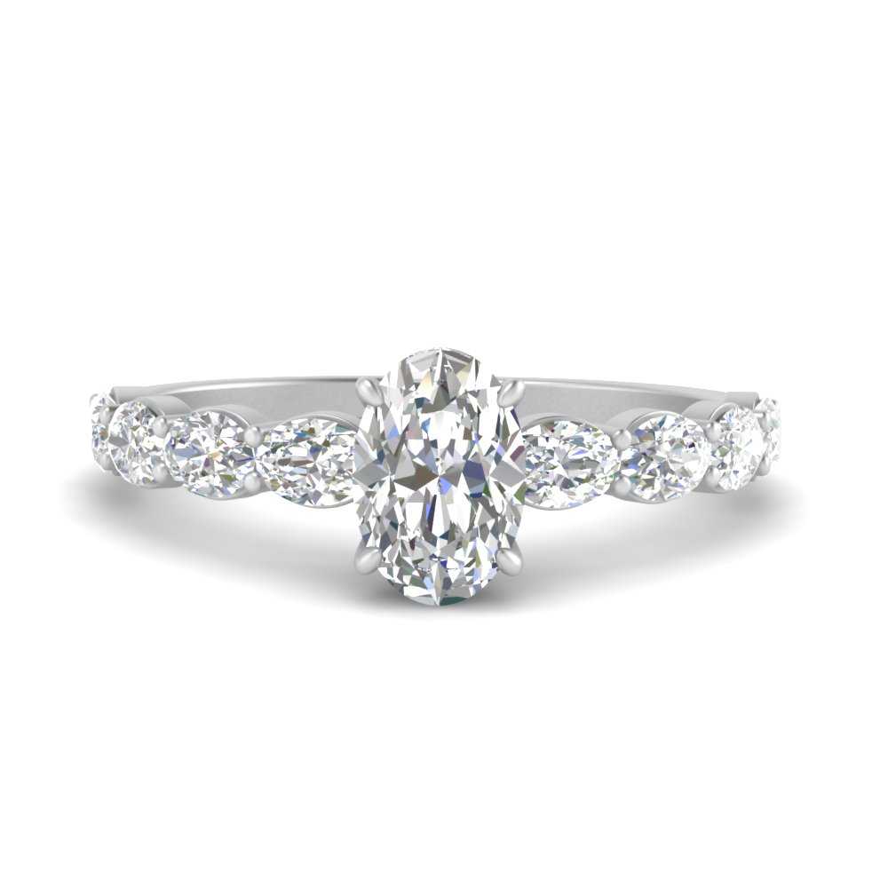 Oval Shaped Accented Diamond Engagement Ring