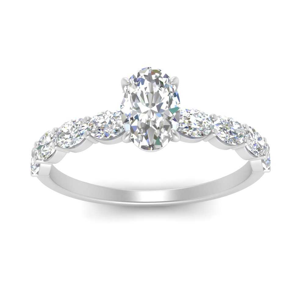Oval Shaped Accented Diamond Engagement Ring